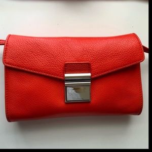 Saks Fifth Ave Orange Leather Crossbody Bag